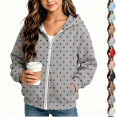 thumbnail image 1 of Asgosdo Polka Dot Jackets for Girls Zip Long Sleeve Cute Lightweight Hooded Jacket with Pocket Size 4-12Y, 1 of 7