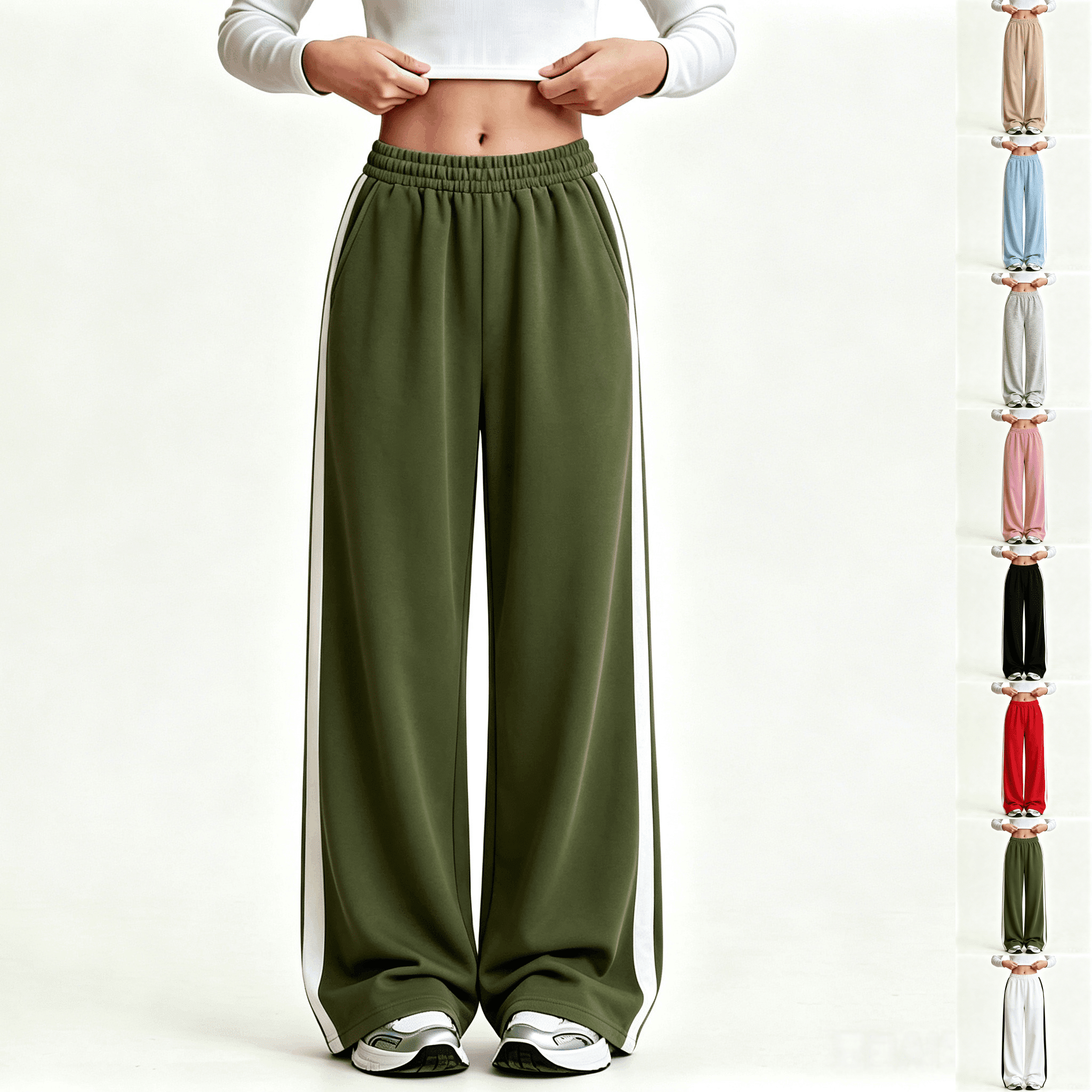 Track Fall Blocks Asgosdo Sweatpants for Teen Girls High Waisted Wide Leg Color Block ...