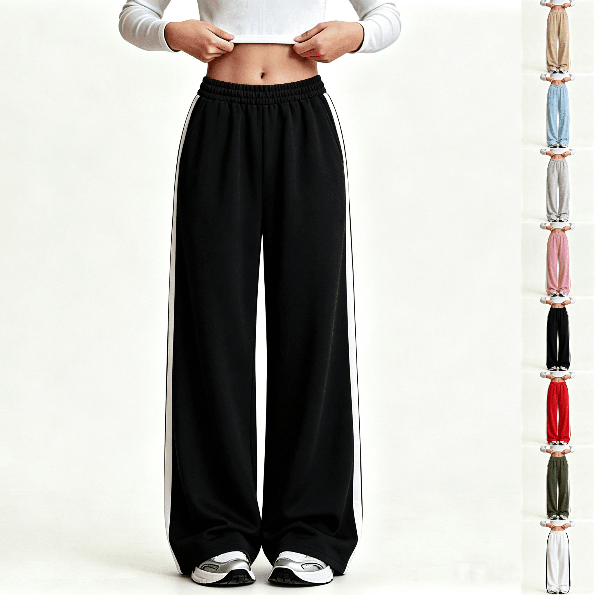 Track Fall Blocks Asgosdo Sweatpants for Teen Girls High Waisted Wide Leg Color Block ...