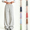 thumbnail image 1 of Asgosdo Wide Leg Pants for Teen Girls High Elastic Waisted Striped Baggy Casual Soft Fall Lounge Pants Size 4-16Y, 1 of 6