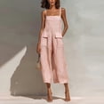 thumbnail image 1 of Asgosdo Women Cotton Linen Overalls Square Neck Sleeveless Capris Rompers Casual Comfy Jumpsuits with Pockets, 1 of 5
