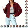 thumbnail image 1 of Asgosdo Women Faux Suede Cropped Bomber Jackets Soft Lined Lapel Button Down Casual Lightweight Coats Fall Winter Outerwear with Pockets, 1 of 6