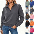 thumbnail image 1 of Asgosdo Women Oversized Sweatshirts Quarter Zip Long Sleeve Solid Color Casual Soft Pullover Fall Tops, 1 of 6