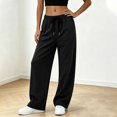 thumbnail image 1 of Asgosdo Women Pants High Elastic Waisted Drawstring Wide Leg Athletic Breathable Working Out Pants with Pockets, 1 of 5