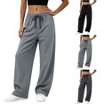 thumbnail image 1 of Asgosdo Women Pants High Elastic Waisted Drawstring Wide Leg Athletic Breathable Working Out Pants with Pockets, 1 of 5