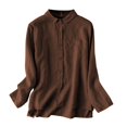 thumbnail image 1 of Asgosdo Women Tops Cotton Linen Long Sleeve Collared Button Down Solid Color Shirts Comfy Soft Clothes, 1 of 3
