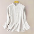 thumbnail image 1 of Asgosdo Women Tops Cotton Linen Long Sleeve Collared Button Down Solid Color Shirts Comfy Soft Clothes, 1 of 4
