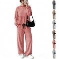 thumbnail image 1 of Asgosdo Women Two Piece Outfits Boho Grid Ruffle Long Sleeve Top and Wide Leg Pant with Pocket Casual Fall Winter Matching Lounge Sets, 1 of 6