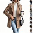 thumbnail image 1 of Asgosdo Women Wool Trench Coat Button Down Single Breasted Long Sleeve Soft Lined Casual Warm Peacoat Fall Winter Outerwear with Pockets, 1 of 7
