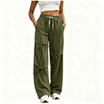 thumbnail image 1 of Asgosdo Women's Pants Drawstring High Elastic Waisted Wide Straight Leg Casual Irregular Trousers with Pockets, 1 of 5