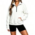 thumbnail image 1 of Asgosdo Women's Sweatshirts Zipper Long Sleeve Lapel Oversized Pullover Casual Fashion Lightweight Fall Tops, 1 of 5