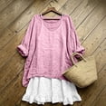 thumbnail image 1 of Asgosdo Womens 2 Piece Linen Blend Outfit Oversized Short Sleeve Top Ruffle Mini Skirt Casual Set, 1 of 5