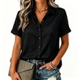 thumbnail image 1 of Asgosdo Womens Button Down Shirts Cotton Linen Short Sleeve Collared Loose Fit Tops Soft Cozy Summer Blouses, 1 of 6