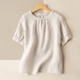 thumbnail image 1 of Asgosdo Womens Summer Cotton Linen Tops Short Sleeve Crew Neck Loose Fit Shirts Comfy Soft Lounge Blouses, 1 of 5