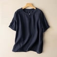 thumbnail image 1 of Asgosdo Womens Summer Cotton Linen Tops Short Sleeve Crew Neck Loose Fit Shirts Comfy Soft Lounge Blouses, 1 of 4