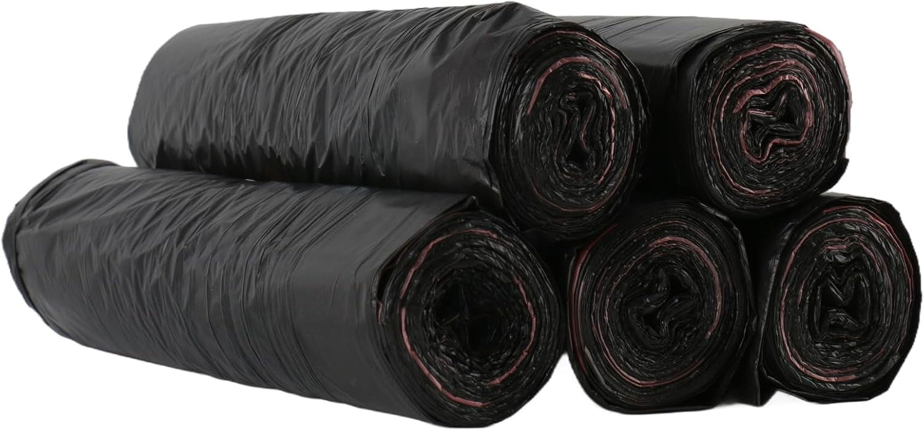 Biodegradable Trash Bags 4-8 Gallon, Tall Kitchen Drawstring Garbage Bags, Heavy Duty 4-8 Gal Black Trash Bag 17 x 20 inches, Scented Wastebasket Liners, 5 rolls of 15 bags each (75 total) Black