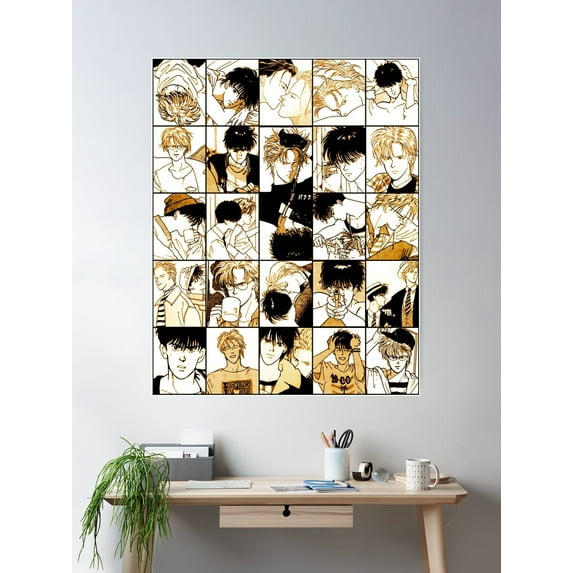 Ash And Eiji- Banana Fish Collage Color Version Manga Panels Poster Wall Art, Modern Wall Decor For Living Room Bedroom, 12x18 UNFRAMED