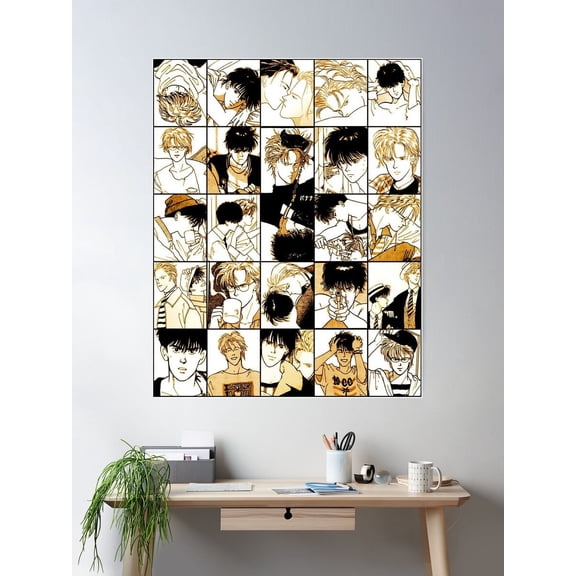 Ash And Eiji- Banana Fish Collage Color Version Manga Panels Poster Wall Art, Modern Wall Decor For Living Room Bedroom, 16x24 UNFRAMED