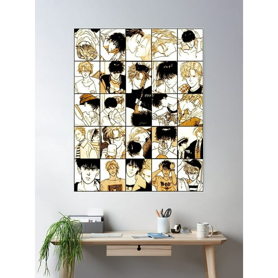 Ash And Eiji- Banana Fish Collage Color Version Manga Panels Poster Wall Art, Modern Wall Decor For Living Room Bedroom, 24x36 UNFRAMED