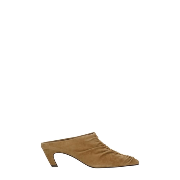 Ash Beige Viva Draped Suede Sabot Brown (Women's)