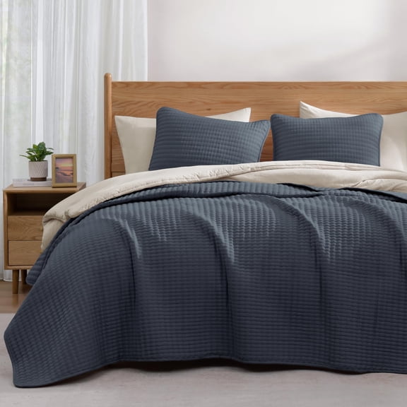 Ash Blue Grey King 3-Piece All Season Quilt Bedding Set