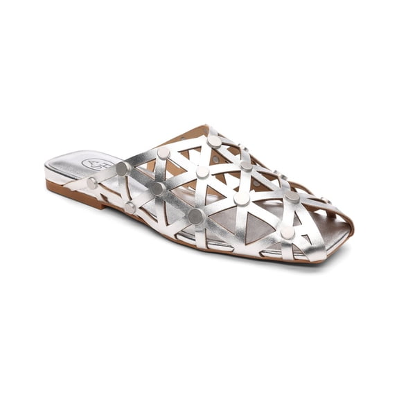 Ash Bone Leather Mule, 38, Silver