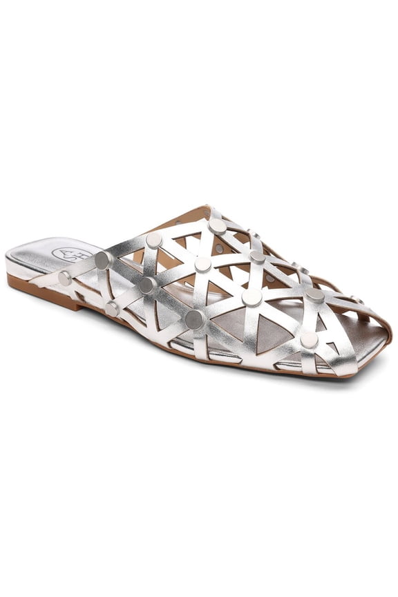 Bone Leather Mule, 39, Silver