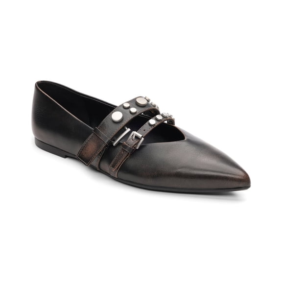 Ash Britnie Leather Flat, 35, Black