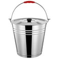 thumbnail image 1 of WEAVILUX Coal Bucket with Lid Silver Round Ash Collection Restaurant Use 1Pack, 1 of 7