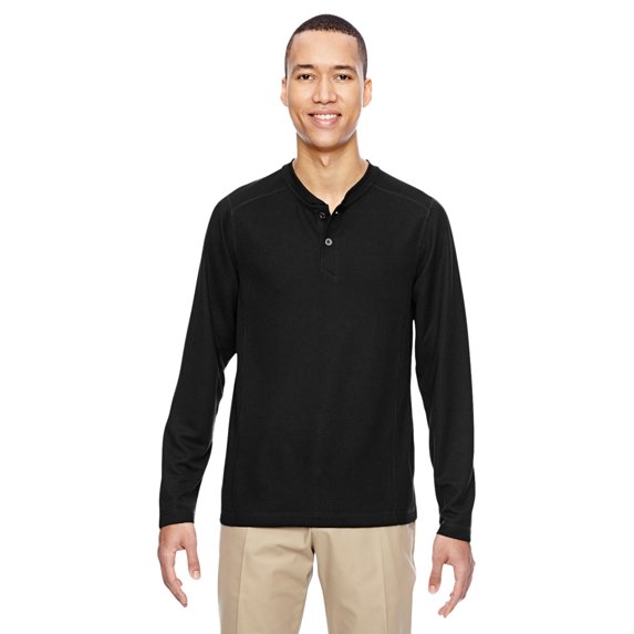 Ash City 88221 Men's Performance Waffle Henley -Black -L