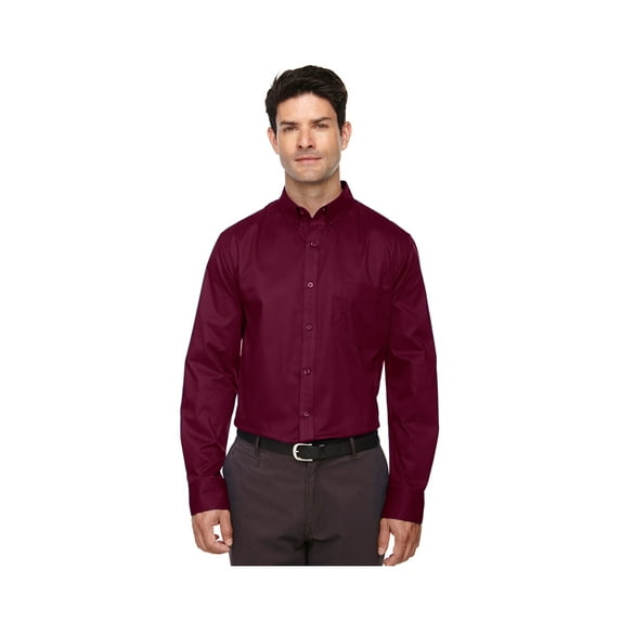 Core 365 Mens Operate Long Sleeve Twill Shirts (88193), 2XL, BURGUNDY