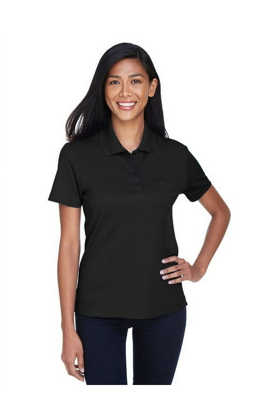 CORE365 78181P Women's Origin Performance Piqué Polo with Pocket-Black-2XL