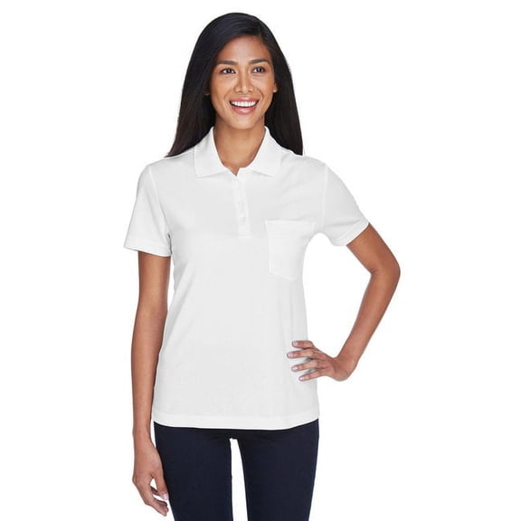 CORE365 78181P Women's Origin Performance Piqué Polo with Pocket-White-2XL