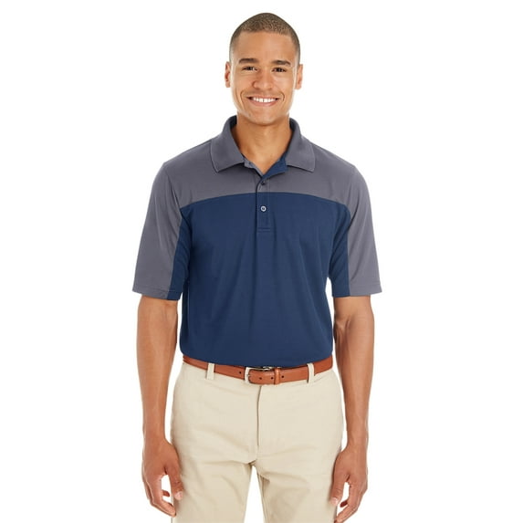 ASH CITY CORE 365 CE101 MENS BALANCE COLORBLOCK PERFORMANCE PIQUe POLO, CLASSC NVY/ CRBN, S