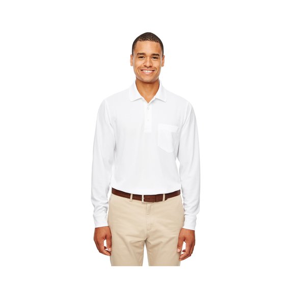 ASH CITY - CORE 365 88192P ADULT PINNACLE PERFORMANCE LONG-SLEEVE PIQUe POLO WITH POCKET, 5XL, WHITE