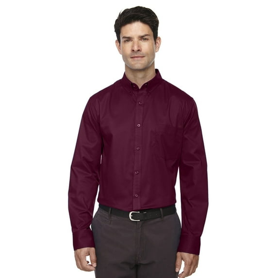 Core 365 Mens Operate Long Sleeve Twill Shirts (88193), 5XL, BURGUNDY