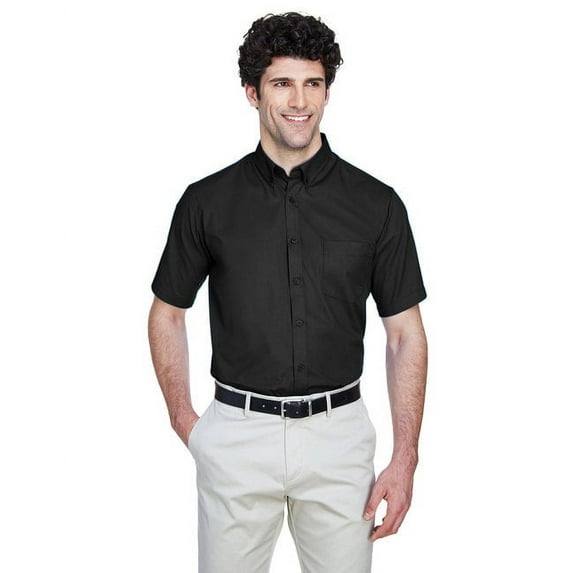 CORE365 88194 Men's Optimum Short Sleeve Twill Dress Shirt-Black-4XL