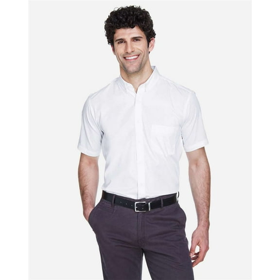 CORE365 88194 Men's Optimum Short Sleeve Twill Dress Shirt-White-4XL
