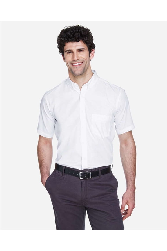 CORE365 88194 Men's Optimum Short Sleeve Twill Dress Shirt-White-4XL