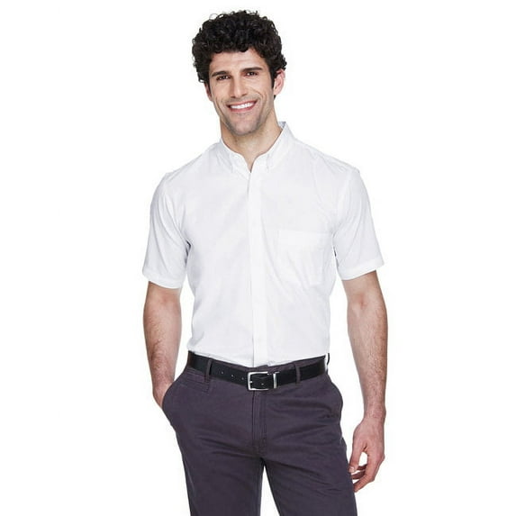 CORE365 88194 Men's Optimum Short Sleeve Twill Dress Shirt-White-XL