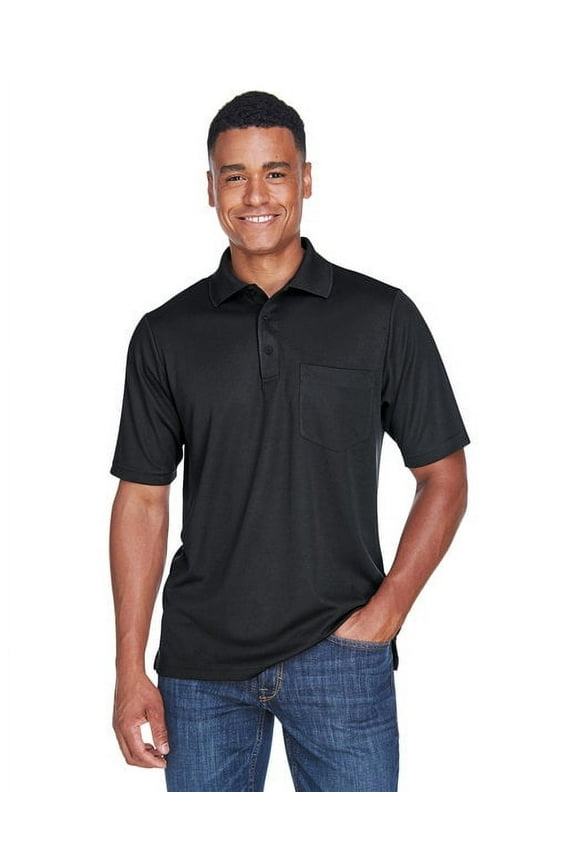 CORE365 88181P Men's Origin Performance Piqué Polo with Pocket-Black-2XL
