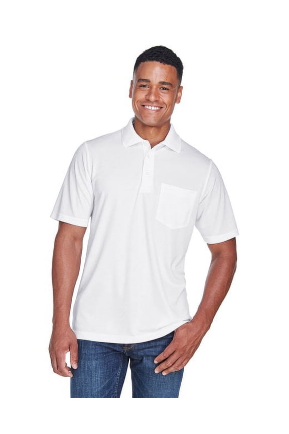 CORE365 88181P Men's Origin Performance Piqué Polo with Pocket-White-4XL