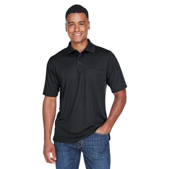 CORE365 88181P Men's Origin Performance Piqué Polo with Pocket-Black-5XL