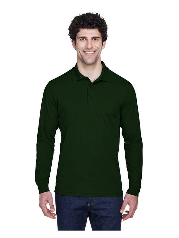 Ash City - Core 365 Men's Pinnacle Performance Long-Sleeve Piqué Polo 3XL FOREST