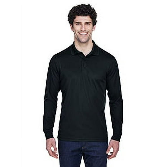 CORE365 88192 Men's Pinnacle Performance Long Sleeve Piqué Polo-Black-XL