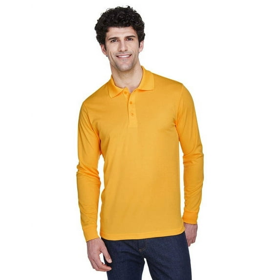 CORE365 88192 Men's Pinnacle Performance Long Sleeve Piqué Polo-Campus Gold-4XL
