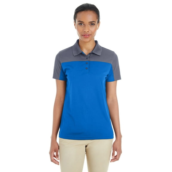 ASH CITY CORE 365 CE101W LADIES BALANCE COLORBLOCK PERFORMANCE PIQUe POLO, TRU ROYAL/ CRBN, L
