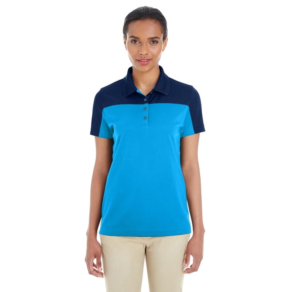 ASH CITY CORE 365 CE101W LADIES BALANCE COLORBLOCK PERFORMANCE PIQUe POLO, ELC BLU/ CL NVY, S