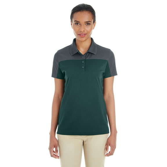 ASH CITY CORE 365 CE101W LADIES BALANCE COLORBLOCK PERFORMANCE PIQUe POLO, FOREST/ CARBON, XS
