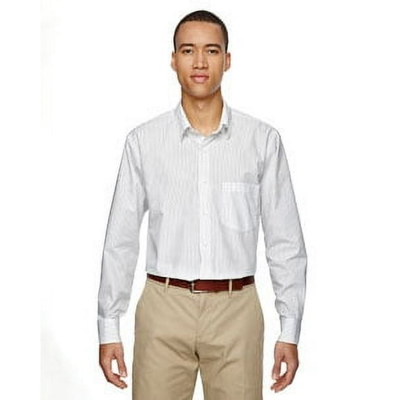 Ash City - North End Men's Align Wrinkle-Resistant Cotton Blend Dobby Vertical Striped Shirt